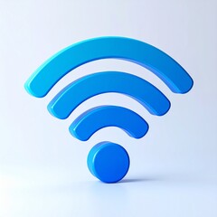 3D Wi-Fi Icon on White Background for Wireless Internet Connectivity