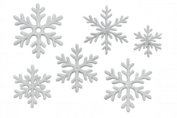 White knitted snowflakes representing winter, christmas, celebration, frost, icy season, and new year on transparent background
