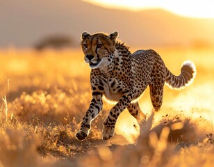 Cheetah running in golden light