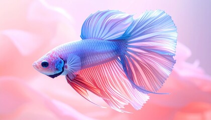 Fototapeta premium Colorful betta fish in soft pastel colors