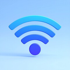 3D rendering of a vibrant blue Wi-Fi symbol representing modern wireless internet connectivity and digital communication