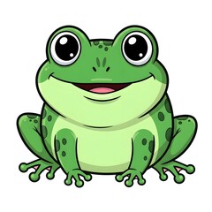 Happy cartoon frog sitting isolated on white background 4k video