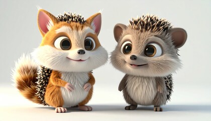 Fototapeta premium Cute cartoon hedgehogs
