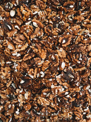 Chopped nuts close-up texture for background