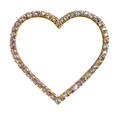 Gold Rhinestones Asymmetrical Heart Frame on Transparent Background