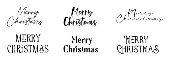 Merry Christmas designs set isolated on white background. Vector illustration.