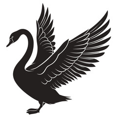 Swan spreading wings silhouette