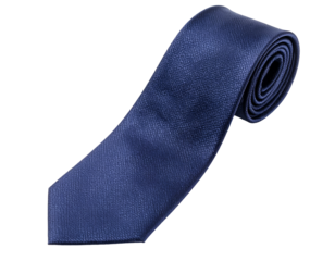 Elegant navy blue tie with a textured finish, perfect for formal occasions and professional attire.