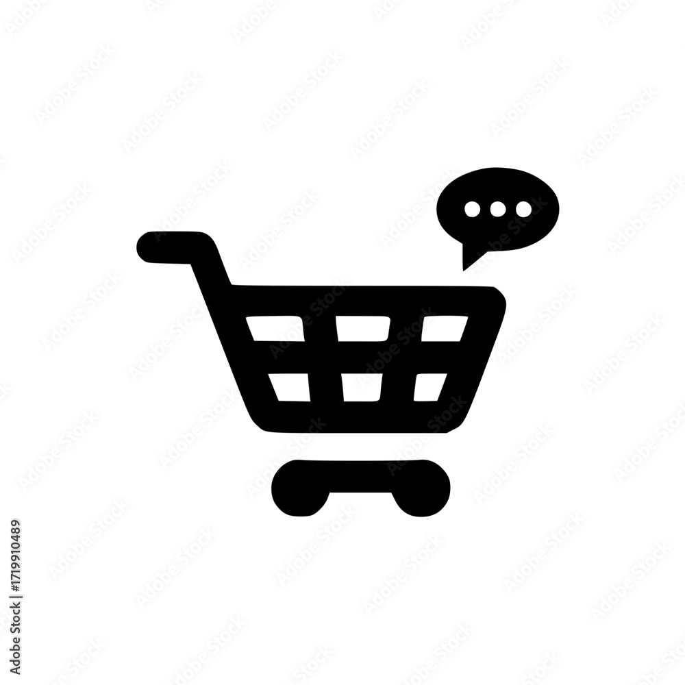 Poster ecommerce shopping cart vector with chat icon representing customer service and live support