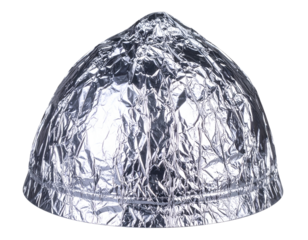 A shiny metallic dome crafted from aluminum foil, symbolizing creativity and unconventional thinking.