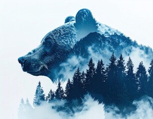 Bear mountain landscape double exposure