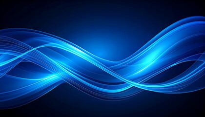 Naklejka premium A vibrant digital art piece featuring flowing, luminous blue lines against a dark background, creating a dynamic, ethereal effect