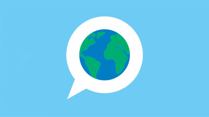 Illustration Of A Globe Inside A Speech Bubble Vector Design Template