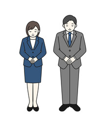 お辞儀をするビジネスパーソン 全身