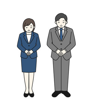 お辞儀をするビジネスパーソン 全身