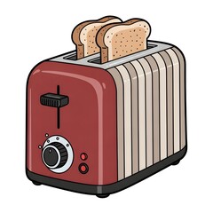 Retro red toaster with bread slices 4k video