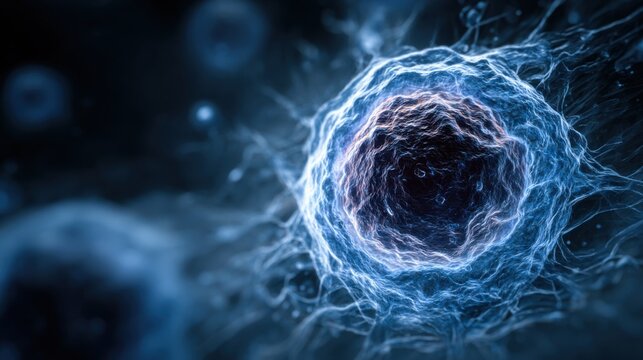 glowing blue energy sphere abstract