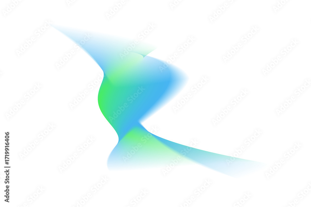 Poster abstract green and blue light beam wave with glowing motion blur effect isolated on transparent back