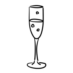 Champagne flute Line Art Illustration for Bachelorette Party Celebration Festive Drink Outline Drawing for Invitations Greeting Cards and Party Decor