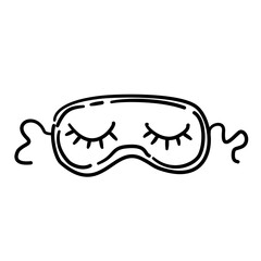 Sleep mask Line Art Illustration for Bachelorette Party Celebration Festive Drink Outline Drawing for Invitations Greeting Cards and Party Decor