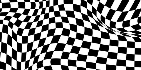 PrintBlack and white checkered pattern. Chess pattern. Black and white checkered background. 3D checkered wallpaper. vector illustration
