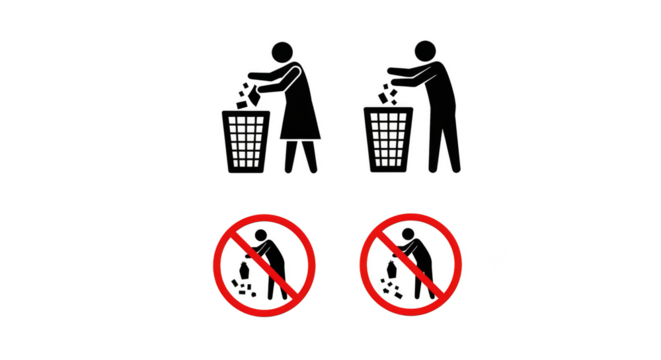 Litter disposal proper and prohibited actions