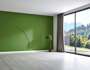 Modern empty room with mountain view