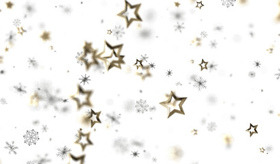 Festive winter background with gold stars and snowflakes. Perfect for holidays, celebrations, and winter themes.