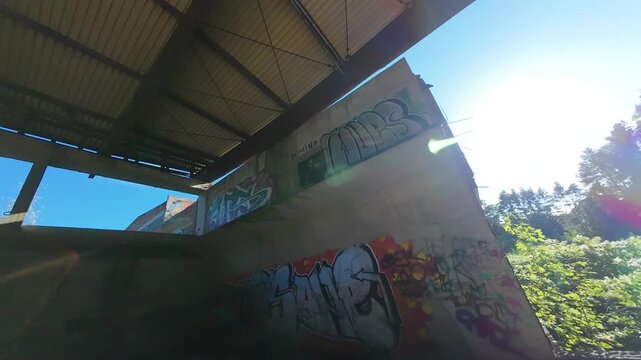 abandoned building fast fly drone fpv shot