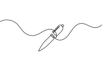Obraz premium Pen vector illustration minimal outline continuous one line drawing isolated simple vector design 