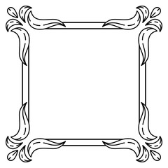 Floral frame in baroque style. Decorative curling plant.