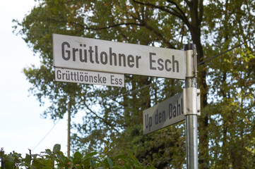 Fototapeta premium German street signs at intersection in borken north-rhine-westphalia