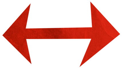 Red paper arrow sign on transparent background PNG