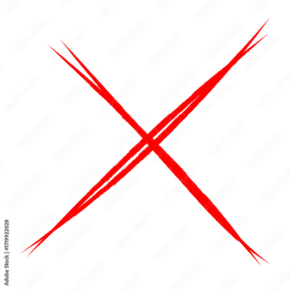 Poster red scribble doodle cross x shape cut out design element