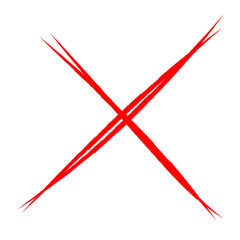 Red scribble doodle cross x shape cut out design element