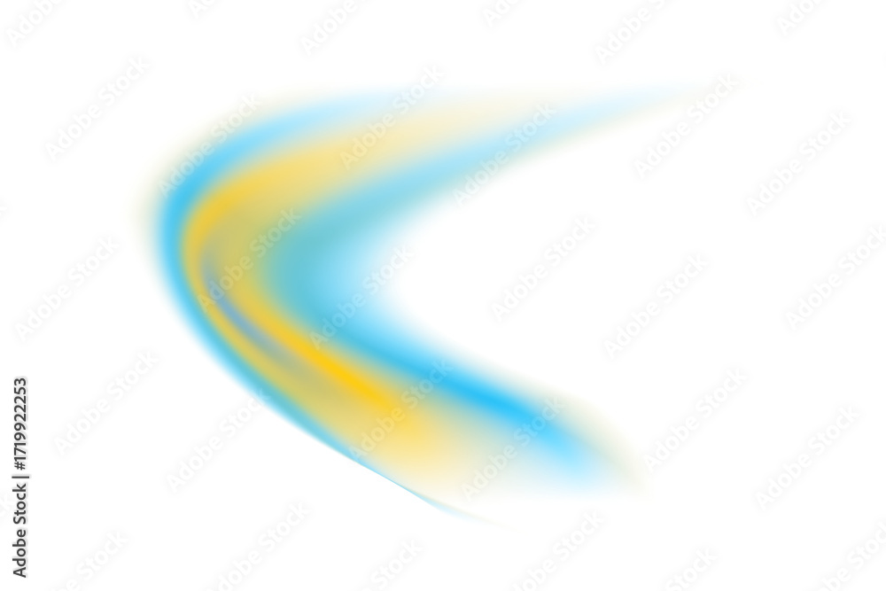 Poster abstract blue and yellow light beam wave with glowing motion blur effect isolated on transparent bac