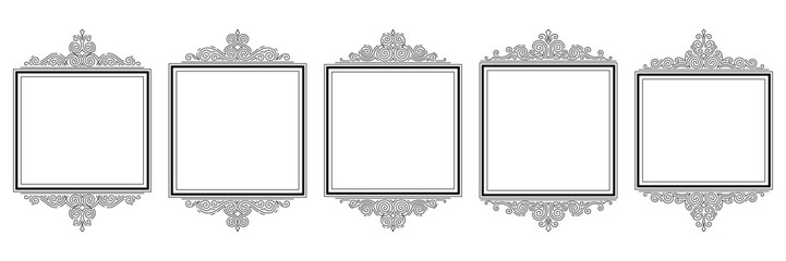 Set of line curl frames. Modern decorative linear backgrounds.