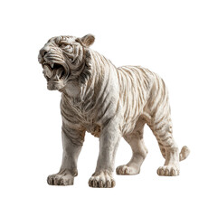Obraz premium Striking white tiger statue showcasing detailed fur and fierce expression in natural light