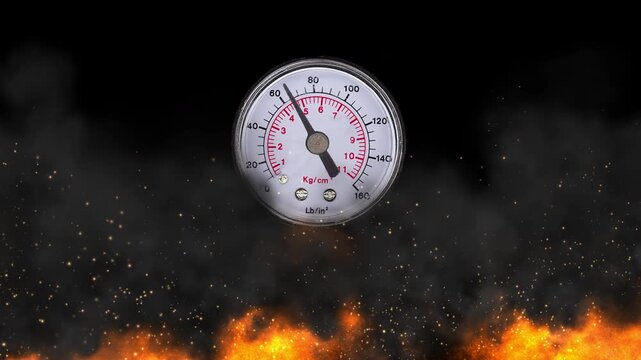 thermometer on a scale fire and sparks