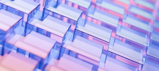 Crystal clear glass block texture iridescent transparent material background Vivid prismatic shapes morphing in 3d space creating a visually enchanting and dynamic effect. 3D render