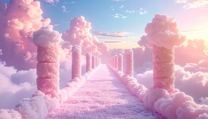 Pink cloud pathway to paradise