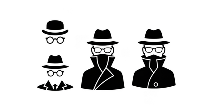 Shadowy figures in outline against black