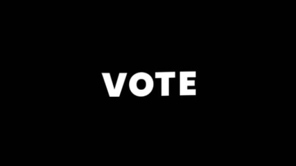 Vote text animation in bold white on a dark background, perfect for elections, democracy, decision making, and political campaigns. - Powered by Adobe