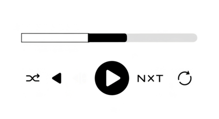 Simple music player controls glowing dark