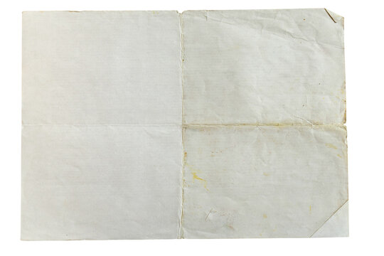 unfolded sheet of vintage gray paper isolated