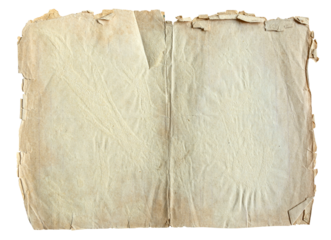 spread of ancient paper with torn edges isolated