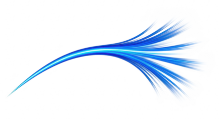 Abstract blue light trail isolated on transparent background, comet tail