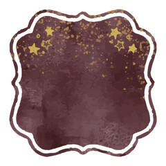 Vector frame material of a hand-drawn night sky and stars, like a watercolor painting.