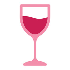 Drink one glass of pink wine colorful icon vector on white background 