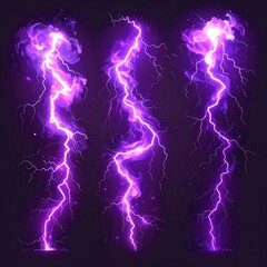 Powerful purple lightning strikes